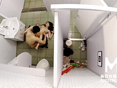 Enthousiasteling, Aziatisch, Pijpbeurt, Sperma shot, Hd, Orgasme, Openbaar, Toilet