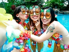 Pijpbeurt, Bruinharig, Hondjeshouding, Groep, Handbeurt, Gezichtspunt, Tiener, Tieten likken