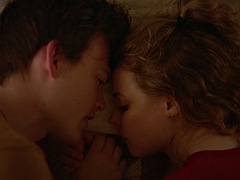 美女, ブロンド, セレブ, キス, アウトドア, 公共, ソフトコア, オッパイの