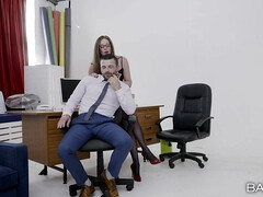 お尻, ヨーロピアン, ラティーナ, オフィス, ピアス, スペイン人, 三人, オッパイの
