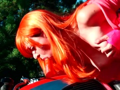 Femelle, Fétiche, Allemand, Hd, Petite femme, Public, Rousse roux, Solo