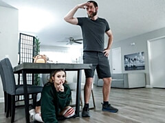 Athletic girlfriend Aria Banks gets screwed by pretty big boner