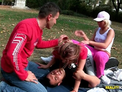 アナル, ブロンド, フェラチオ, 茶髪の, 顔射, なめる, オマンコ, ロシア人