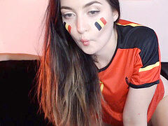 smacking & throating prick while watching Belgium vs England match