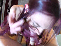 delicious girl blows deep and gets cum in the face!!