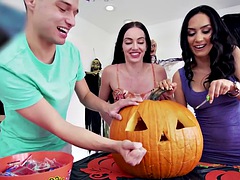 Halloween busty stepmom licked and fucked by stepson