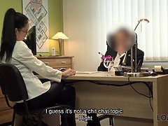 美人, 茶髪の, チェコ, 眼鏡, ハードコア, お金, オフィス, スパイ