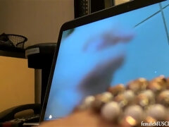 Muscled mature bodybuilders with big fake tits use strapon in fetish lesbian porn