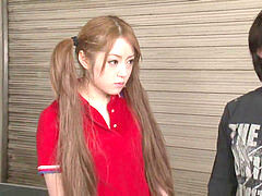 Pijpbeurt, Sperma in gezicht, Spel, Japaans, Twee staartjes, Zuigen, Tiener, Trio