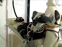 Kinky lesbian BDSM scene with two dirty girls in latex