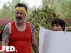 69, デカ尻, 黒人, フェラチオ, 浮気者, 黒人, のぞき穴, のぞき