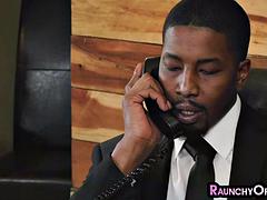 Grote lul, Zwart, Pijpbeurt, Mollig, Zwart, Interraciaal, Kantoor, Tieten likken