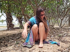 ビーチ, 足, 女, 露出狂, 淫乱熟女, ハメ撮り, 公共, 妻