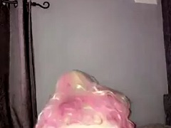 Bent over slut using a dildo deep in her sissy hole