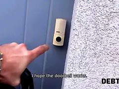 Debt4k. thoughtless chick avoids problems practising xxx with the landlord