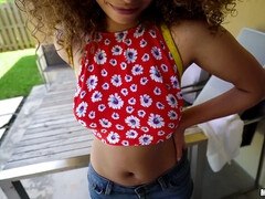 素人, アメリカ人, お尻, フェラチオ, パンティ, 小柄, ハメ撮り, 公共