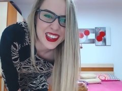 素人, 黒人, ブロンド, 眼鏡, 手コキする, オナニー, オマンコ, ストッキング