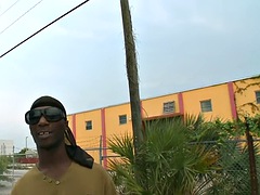 Dick loving ebony booty publicly fucked outdoors by IR stud