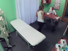 Leie, Arzt, Lecken, Krankenschwester, Büro, Muschi, Uniform, Spanner