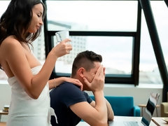 デカパイ, 茶髪の, バック, 手コキする, キス, マッサージ, オマンコ, ティーン