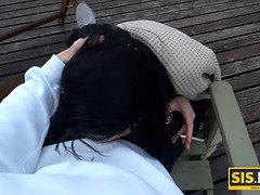 Whore with cigarette rocks out with virgin stepbro