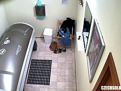 Tschechisch, Hd, Reif, Öffentlich, Solarium, Solo, Titten, Spanner