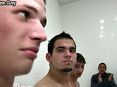 Wet stud accepts going for fraternity under shower