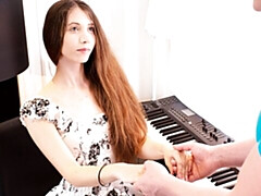 アナル, お尻, デカチン, フェラチオ, 茶髪の, バック, ティーン, オッパイの