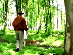 slutty dark haired teen fucks old pervert in the nature