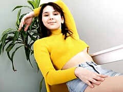 18, お尻, 茶髪の, 指いじり, 一人, ストリッピング, ティーン, オッパイの