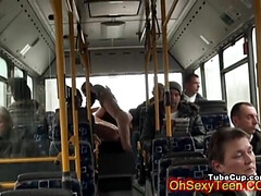 wild horny blonde fucking on a bus