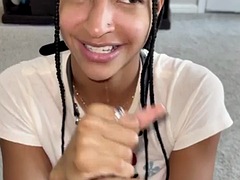 Amateur, Noire, Sucer une bite, Tir de sperme, Noir ébène