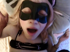 Cosplay teen 18+ kitten gets POV fuck. Multiple loud orgasms and creampie