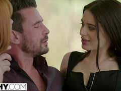 お尻, ブロンド, フェラチオ, チン, 現実, 赤毛, 馬乗り, 三人