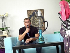 Beauty in a pink hijab Ariela Donovan gets fucked by a massive penis