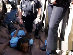 Artist gets busted while tagging up streets with gang signs by busty cops