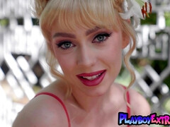 Petite small titted blond hair girl took sunbath