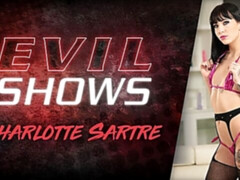 Soloing Asian model Charlotte Sartre stimulates her little pussy