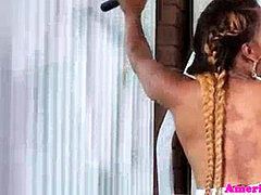 ebony tgirl dirty dancing and draining off at gym