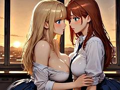 Busty Blonde Teacher  Redhead Student Yuri Detention Passionate Squirt Fantasy