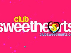 Mirka Grace drains James Slot's pipes with her tight shaved pussy in Club Sweethearts