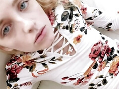 Man stretches pussy with cock without getting girl naked