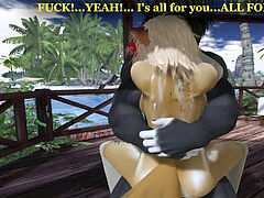 Tridimensionnel, Plage, Grosse bite, Poilue, Pute