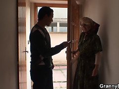 Hot old mature woman pleases young guy