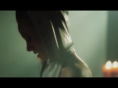 黒人, 中出し, ドレス, 足, グローブ, キス, 乳首, スカートのぞき