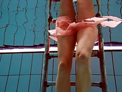 Cul, Femelle, Polonais, Piscine, Public, Chatte, Adolescente, Sous marin