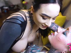 Czech Goth girls go wild with strap-on, high heels, and toys in their asses