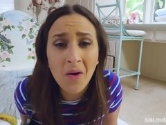 Dirty step sister Ashley Adams talks her brother into anal cock riding