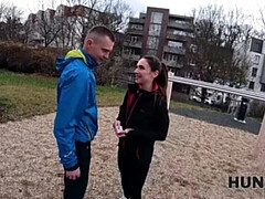 Hot Athletic Brunette Picked Up and Fucked in Stranger's Car in Front of Her BF - HD POV Cuckold Sex