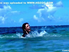 Strand, Grote mammen, Classisch, Schattig, Vrouw, Hd, Buiten, Alleen